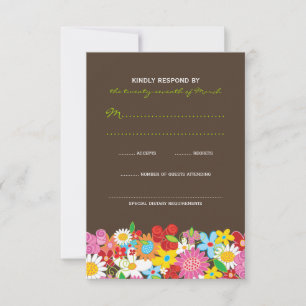 Spring Flowers Garden Whimsical Wedding RSVP Card