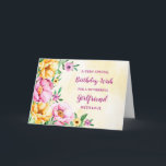Spring Flowers Girlfriend Birthday Card<br><div class="desc">Pretty and thoughtful greeting card for your girlfriend's birthday with yellow,  purple and pink spring flowers,  rustic watercolor pattern and hand lettered style text.</div>