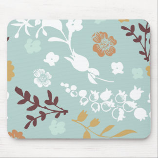 Spring flowers girly mod chic blue floral pattern mouse pad