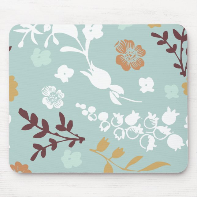 Spring flowers girly mod chic blue floral pattern mouse pad (Front)