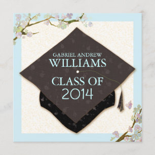 Spring Flowers + Graduation Cap 2014 Party Invites