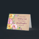 Spring Flowers Granddaughter Birthday Card<br><div class="desc">Pretty and thoughtful greeting card for your granddaughter's birthday with yellow,  purple and pink spring flowers,  rustic watercolor pattern and hand lettered style text.</div>