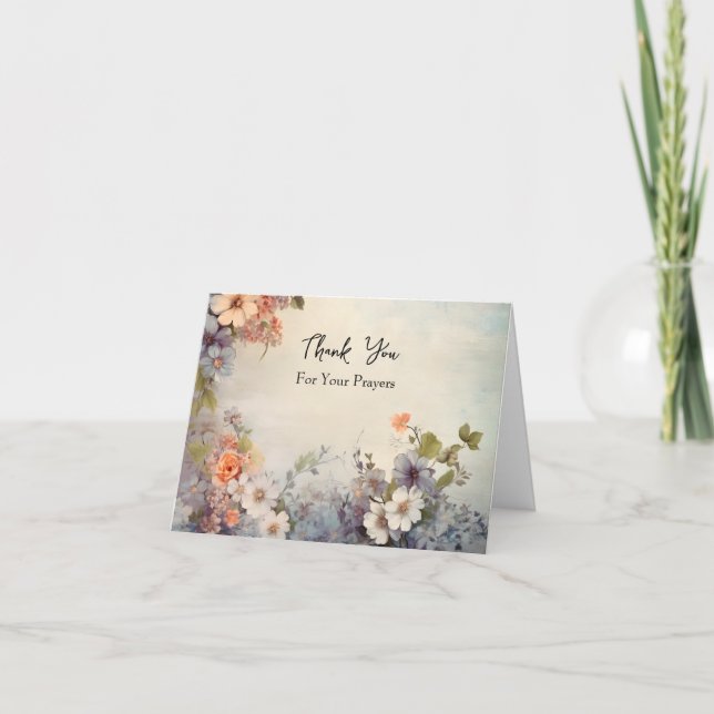 Spring Flowers Greek Orthodox Funeral Thank You Card (Front)