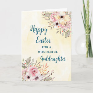 Spring Flowers Happy Easter Goddaughter Holiday Card