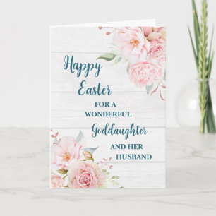 Spring Flowers Happy Easter Goddaughter & Husband Holiday Card