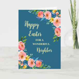 Spring Flowers Happy Easter Neighbour Holiday Card
