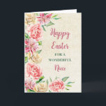 Spring Flowers Happy Easter Niece Holiday Card<br><div class="desc">Happy Easter niece greeting card with beautiful pastel watercolor flowers.</div>
