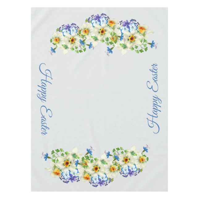 Spring Flowers Happy Easter Tablecloth (Front)