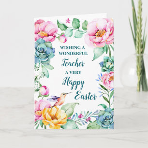 Spring Flowers Happy Easter Teacher Holiday Card