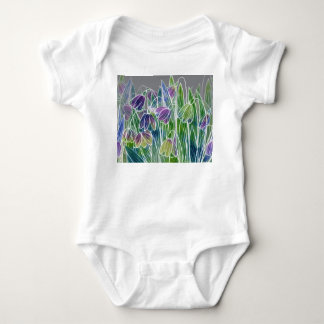 Spring flowers, herbs, watercolor seamless border. baby bodysuit
