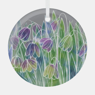 Spring flowers, herbs, watercolor seamless border. glass ornament