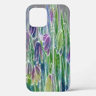 Spring flowers, herbs, watercolor seamless border. iPhone 12 case