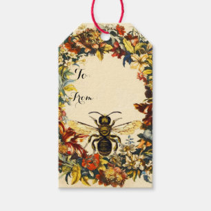 SPRING FLOWERS HONEY BEE ,BEEKEEPER Christmas Gift Tags