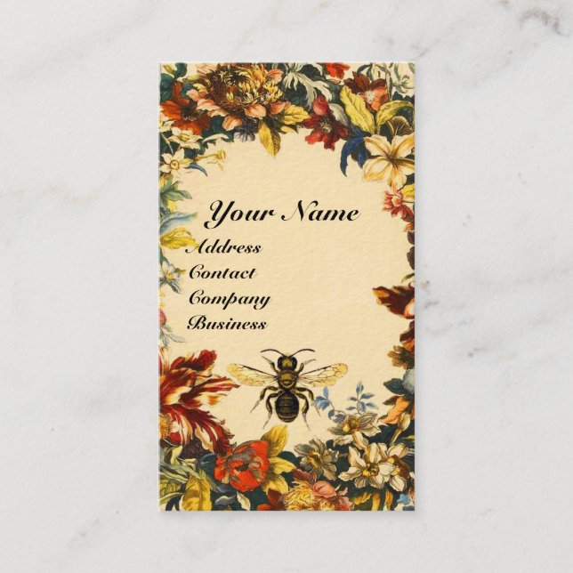 SPRING FLOWERS HONEY BEE BEEKEEPING RED WAX SEAL BUSINESS CARD (Front)