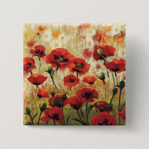 Spring Flowers in a Garden 2 Inch Square Button
