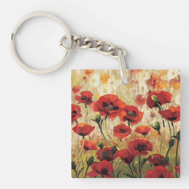 Spring Flowers in a Garden Keychain (Front)