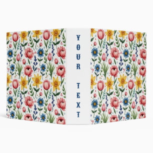 Spring Flowers in Blue Pink and Yellow Binder