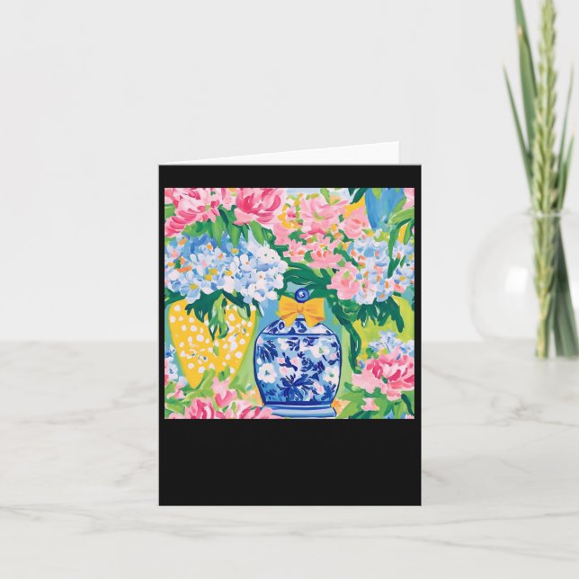 Spring Flowers In Ginger Jar Sticker  Card (Front)