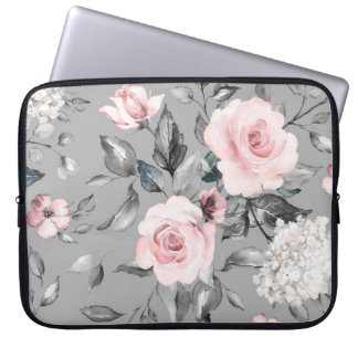 Spring Flowers Leaves Hand Drawn Laptop Sleeve