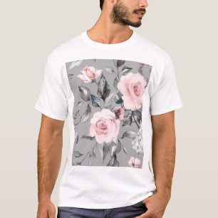 Spring Flowers Leaves Hand Drawn T-Shirt