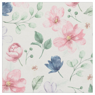 Spring Flowers & Leaves Pattern Fabric