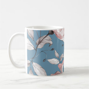 Spring flowers, leaves, seamless design coffee mug