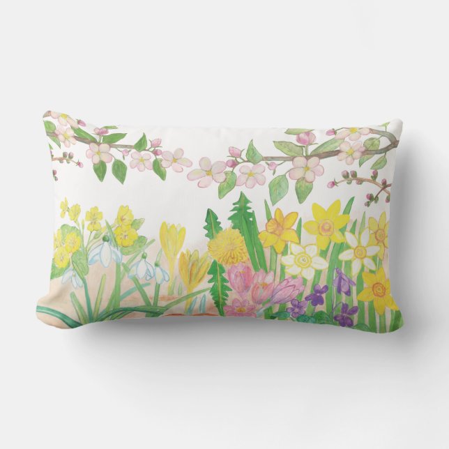 Spring Flowers  Lumbar Pillow (Front)