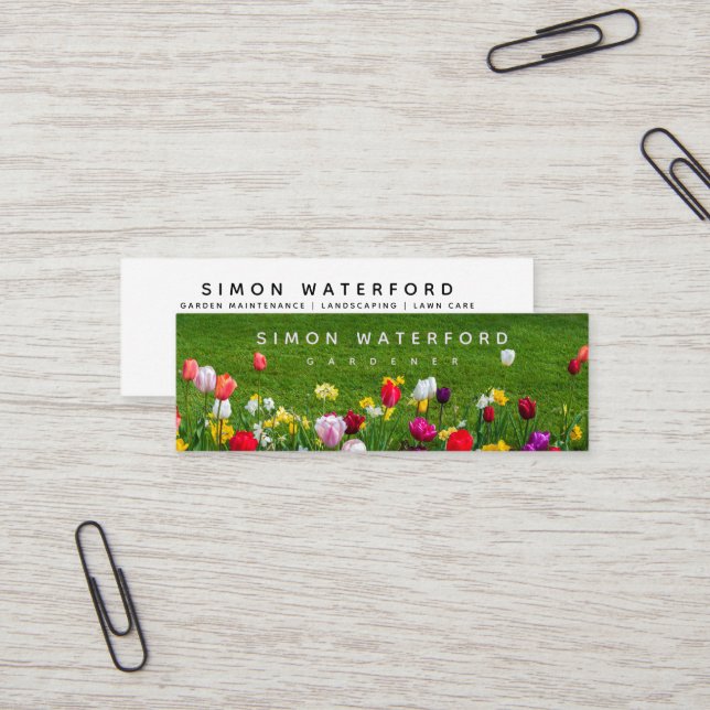 Spring Flowers Mini Business Card (Front/Back In Situ)