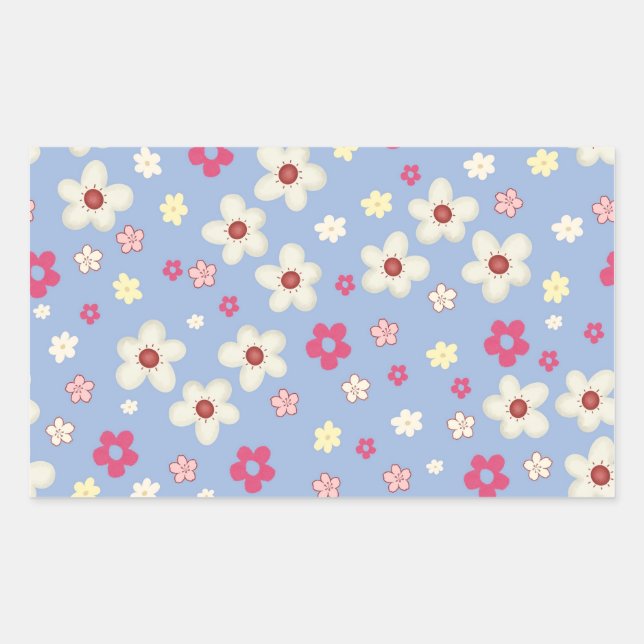 spring flowers on blue background sticker (Front)