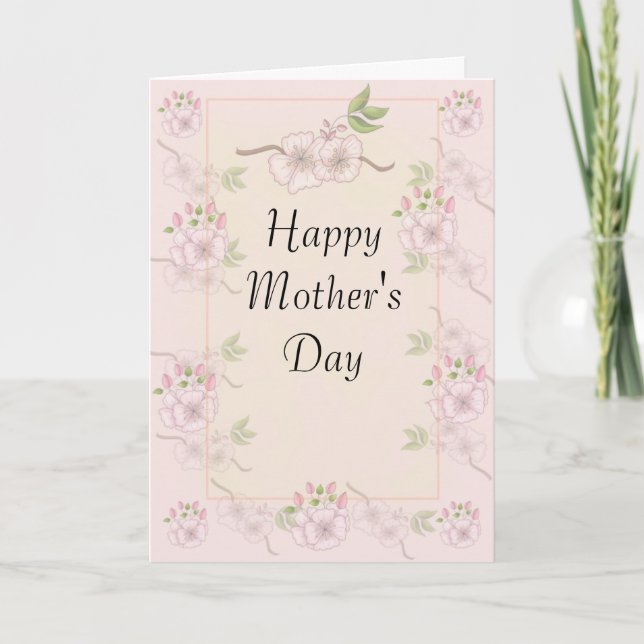 Spring Flowers on Rose Background Mother's Day Card (Front)