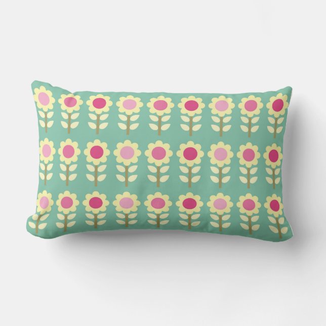 Spring Flowers on Teal MOJO Pillow (Front)