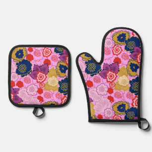 Spring Flowers Oven Mitt & Pot Holder Set