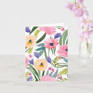 Spring Flowers   Pastel Floral Watercolor Card