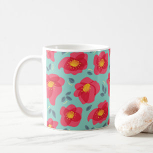 Spring Flowers Pattern Blue Pink Springtime Coffee Mug