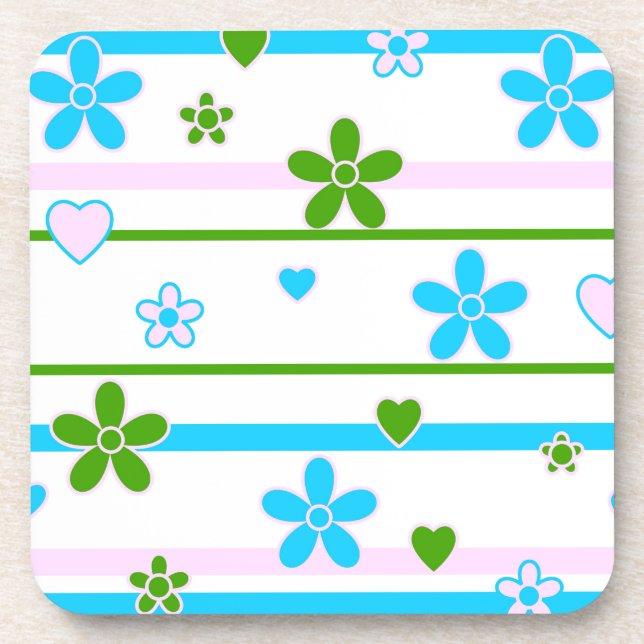 Spring Flowers Pattern Coaster (Front)