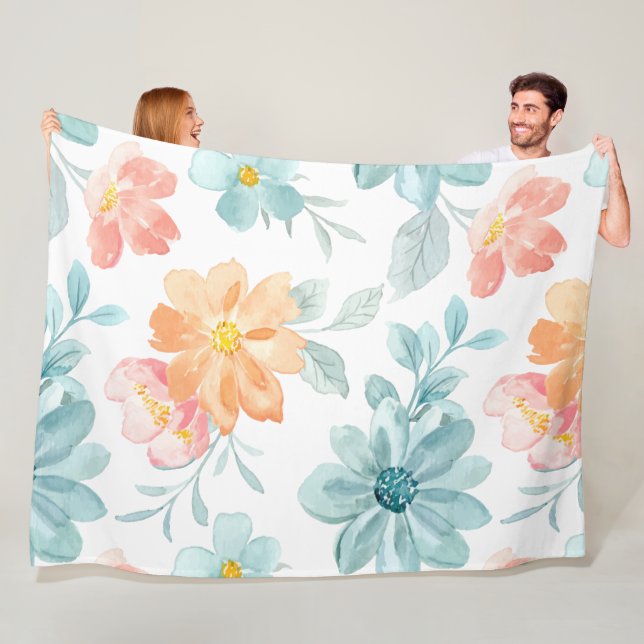 Spring Flowers Pattern Fleece Blanket (In Situ)