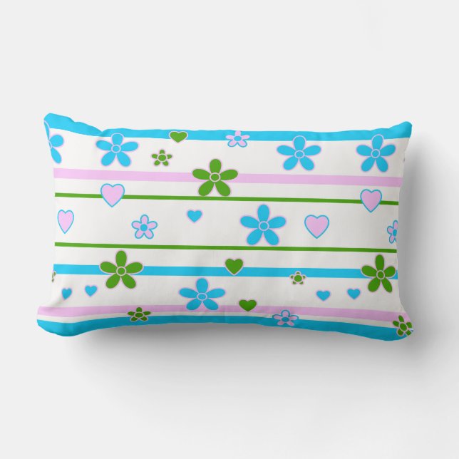 Spring Flowers Pattern Lumbar Pillow (Front)