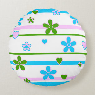 Spring Flowers Pattern Round Pillow