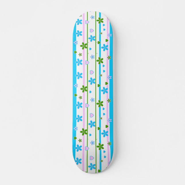 Spring Flowers Pattern Skateboard (Front)
