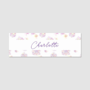 Spring flowers pattern watercolor Personalized   Name Tag