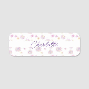 Spring flowers pattern watercolor Personalized  Name Tag