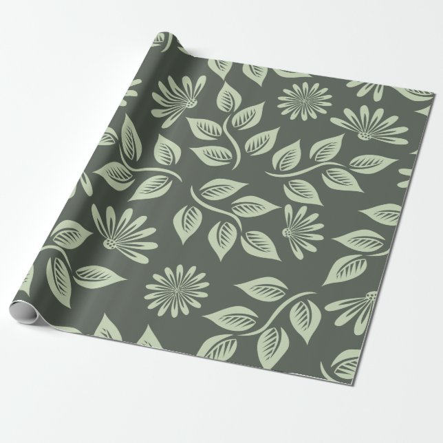 Spring Flowers Pattern Wrapping Paper (Unrolled)