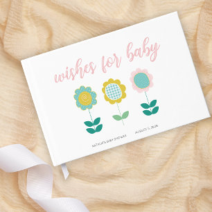 Spring Flowers Pink Butterfly Baby Shower Guest Book