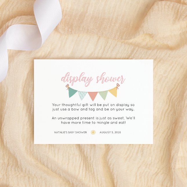 Spring Flowers Pink Butterfly Girl Display Shower Enclosure Card (Creator Uploaded)