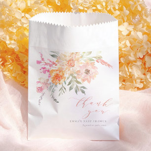 Spring Flowers Pink Girl Baby Shower Thank You Favour Bag