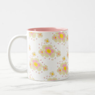 Spring Flowers (pink) Two-Tone Coffee Mug