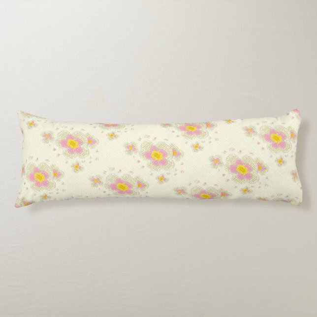 Spring Flowers (pink/yellow) Body Pillow (Front)