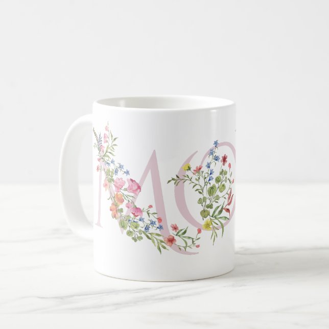 Spring Flowers Pretty Pink MOM Mother's Day Coffee Mug (Front Left)