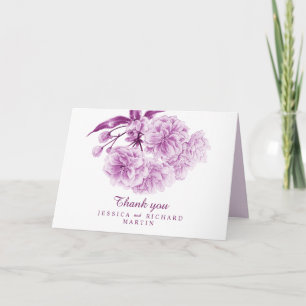 Spring flowers purple art wedding thank you cards