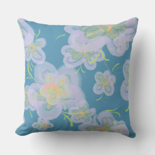 Spring Flowers Purple Blue Throw Pillow